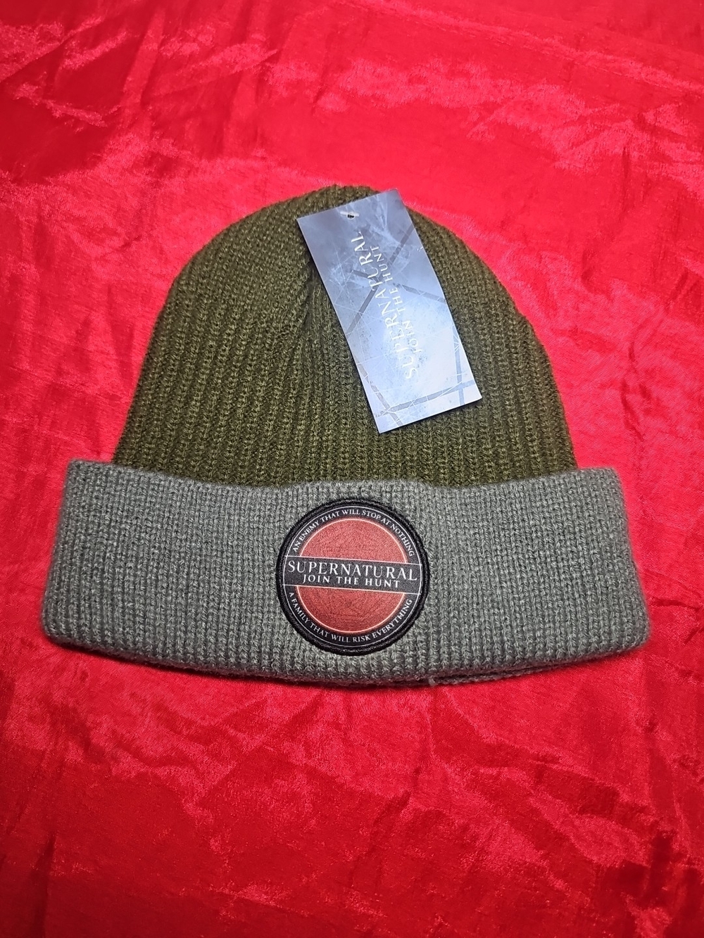 Supernatural Olive Green Knit Cuffed Beanie